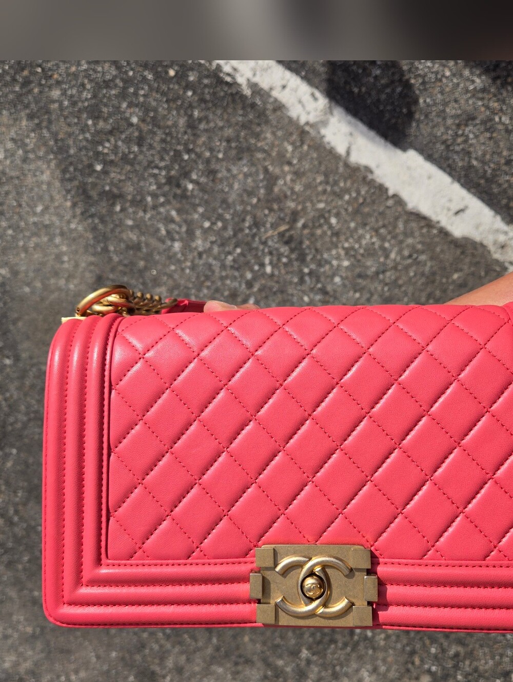 CHANEL Hot Pink Quilted Leather Boy Bag with Gold Hardware - Picture 8 of 10